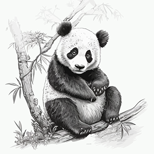 line drawing of a panda, cute, vector, high quality
