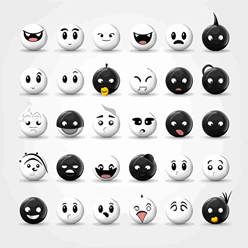 black white emoji vector design set as a different and funny v5