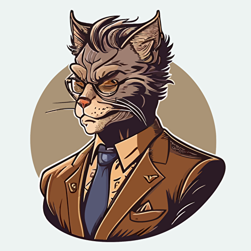 vector art style 35 year old french cat man, in the style of Micheal Parks