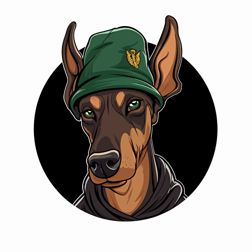 logo simple, vector art, Doberman. RAPPER'WEED is the brand name.