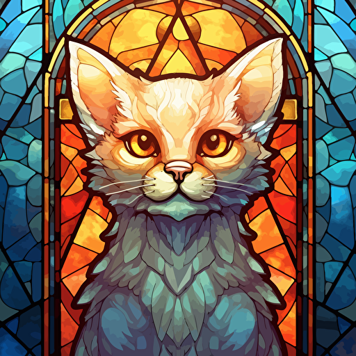 stained glass kitten, hyper detailed, epic composition, vector design on the edges of the image