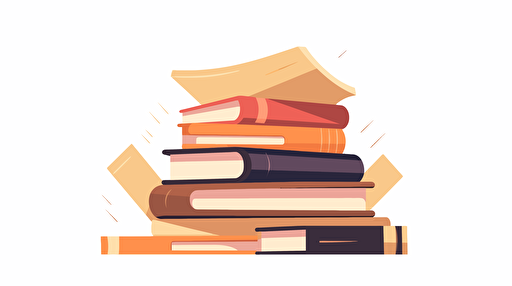 a pile of books, simple flat design, vector illustration, isolated elements, simple white background