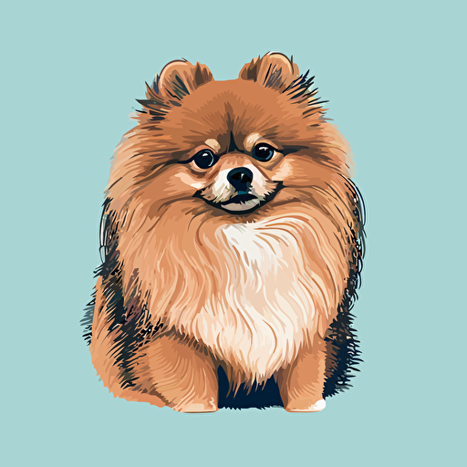 Pomeranian dog illustrator vector art flat colour simple solid background