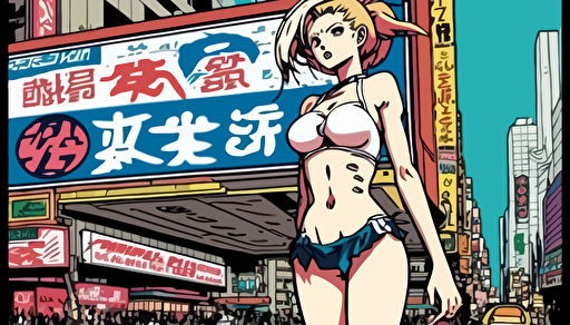 tokyo, a street scene in akihabara, manga commercials and billboards, manga comic style, vector illustration