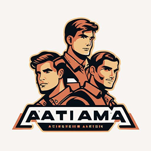 2d flat vector on white background, tech looking logo for a developer team called "A-Team"