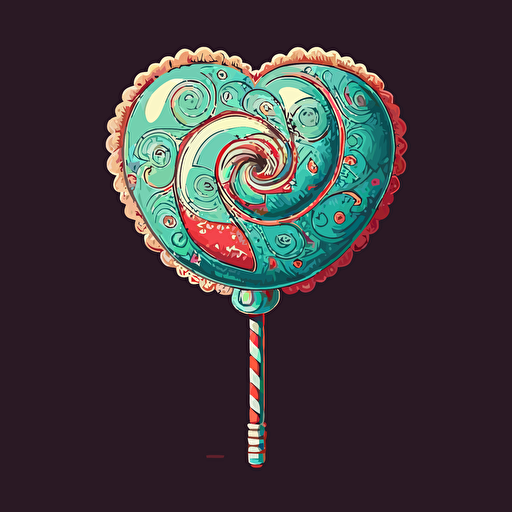 heart-shaped sucker, lollipop, illustration vector, detailed illustration, nostalgic illustration