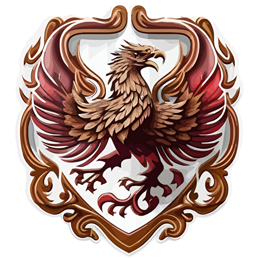 sticker of a Phoenix coat of arms, highly detailed, vector art, defined sticker cutout, plain white background, 32k