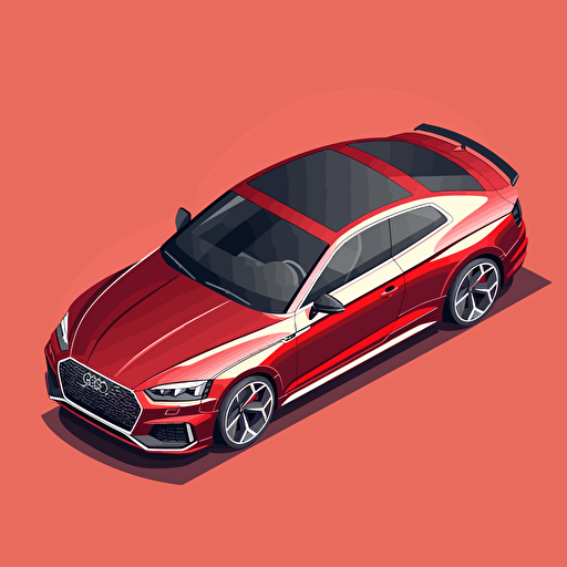 isometric Audi RS5 Coupe, in the style of Matthew Skiff art, in the style of Christopher Lee illustration, simple, rough-edged drawing, vector illustration, flat art,