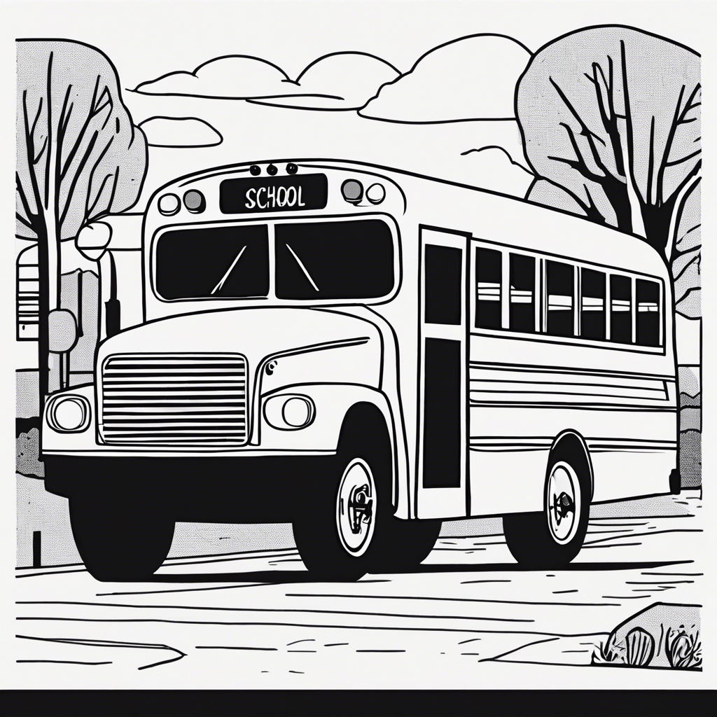a school bus, illustration in the style of Matt Blease, illustration, flat, simple, vector