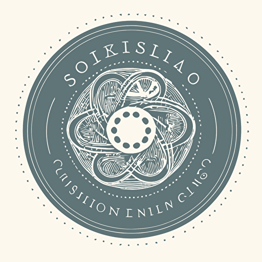a logo of a spool of sewing thread with a mandala design in the threads, simple vector style.