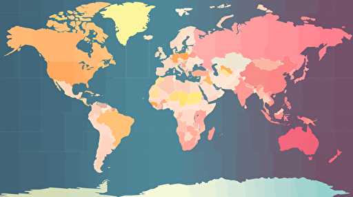flat vector, colour coded world map