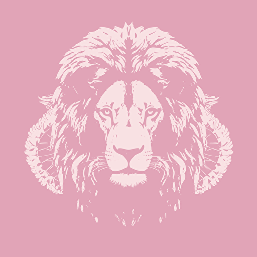 a picture of a lamb in the bottom mane of a lion , vector like style in pink shades