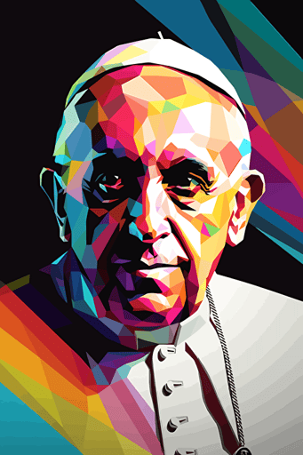 pope francis, 80s citypop style vector poster