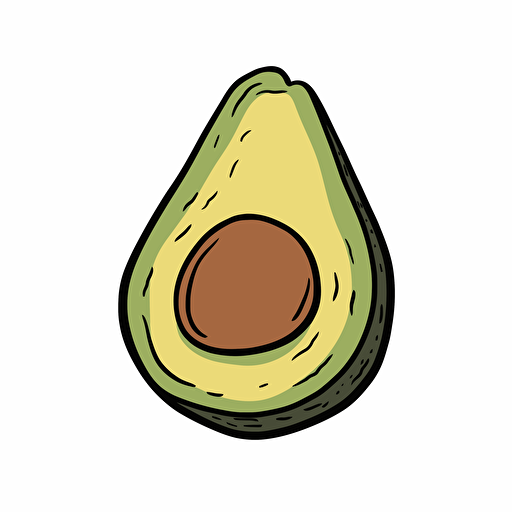 vector image, avocado on white