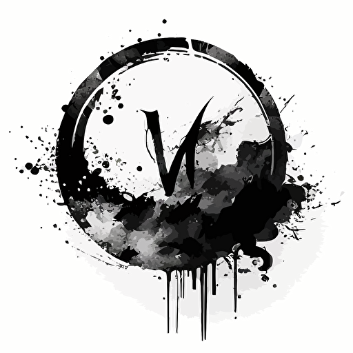 modern, pictorial iconic logo of watercolor canvas, black vector on white backgound