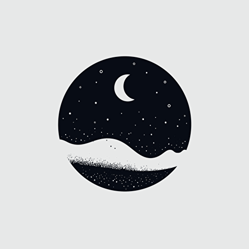 moon logo, flat vector, black and white