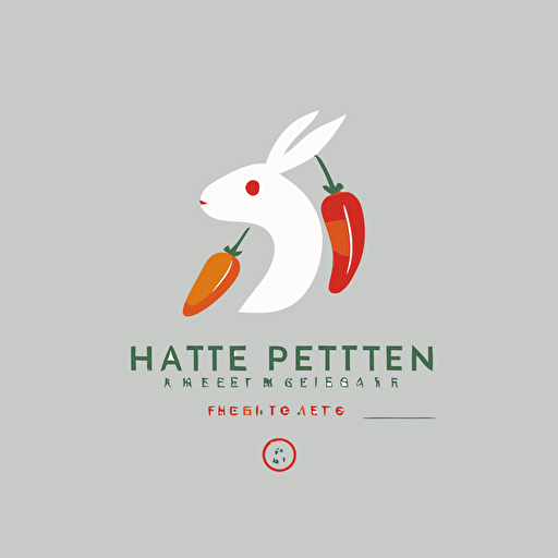 rabbit logo design, flat style, 2D, vector, minimal, modern, cute, chili pepper, clean, white background, simple style