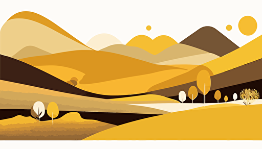 mustard yellow and beige abstract landscape art, Minimalist, vector, contour
