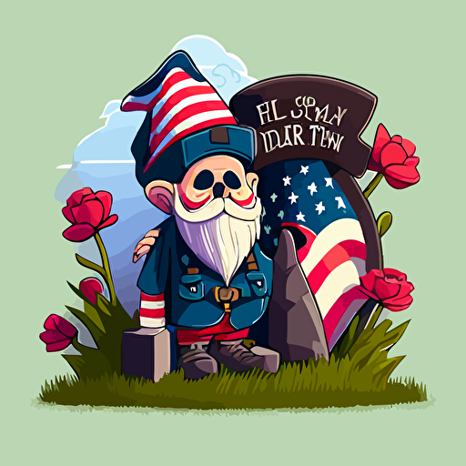 cartoon happy gnome memorial day vector style