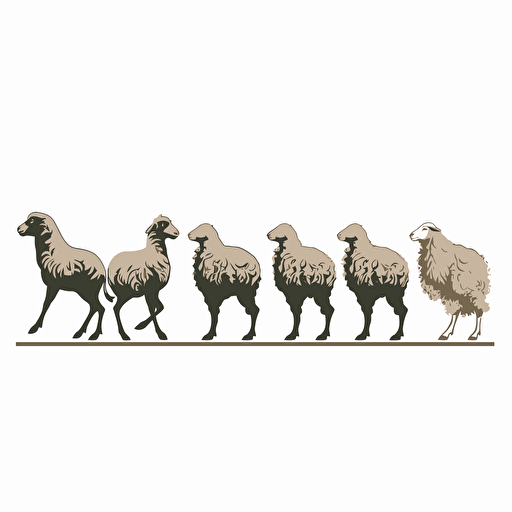 the evolution of man silouhette sequence ending in a sheep. White Background, vector style