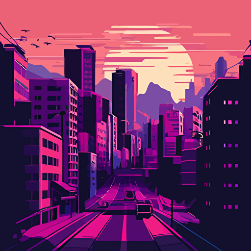 city vector illustration pink and violet colors
