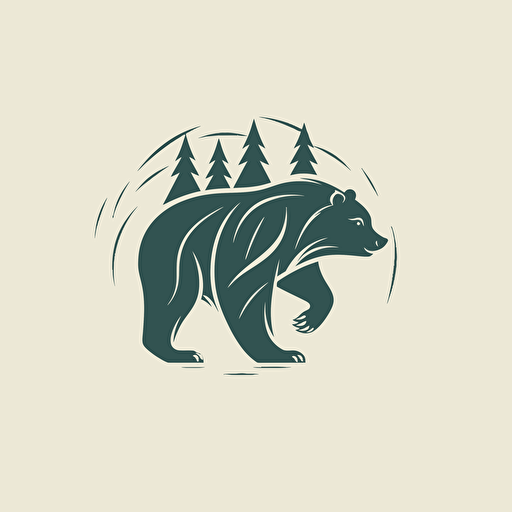 vector logo with a bear walking