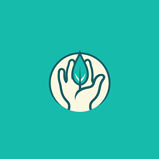 a logo for a physiotherapist with green and turqouise colors, simple, health, hands, vector, illustrator, print