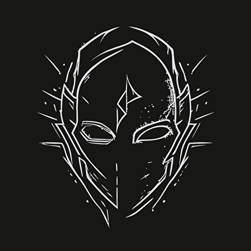 minimal line logo of a gaming broken mask, vector,