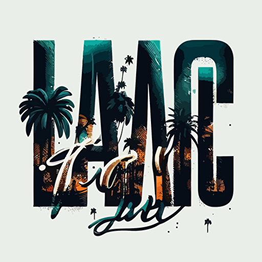 Create a simple L.A. in the most iconic font and make it so the letters are a solid structure and vector image good for easy application to design merch