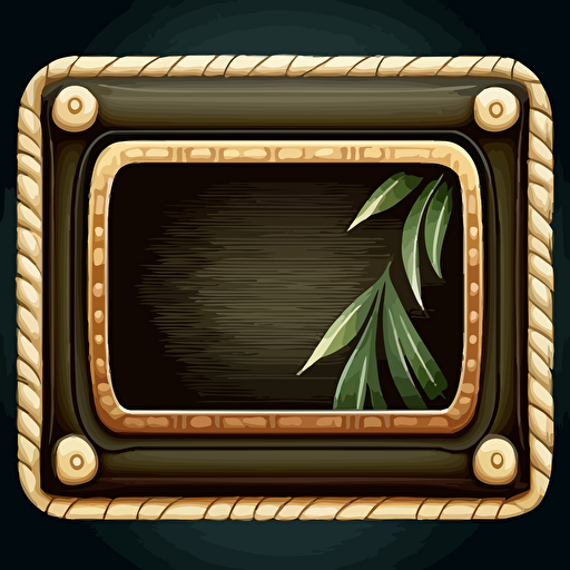 horizontal rectangular dark rounded button with tiki bamboo framing, with room for text inside the button design vector, no background