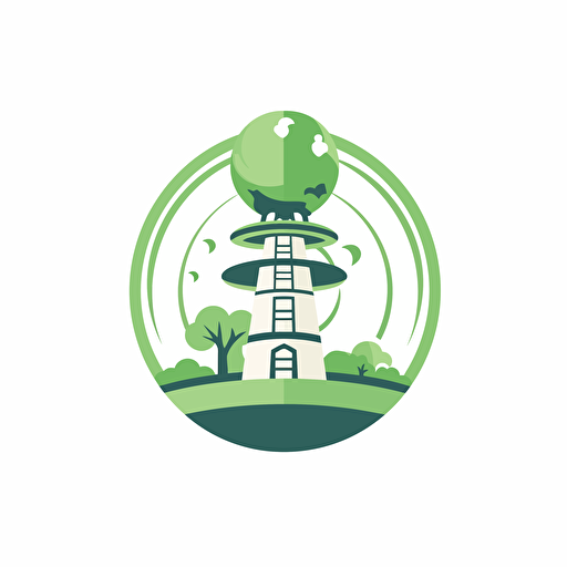 sphere-based tower eco-living community vector flat logo