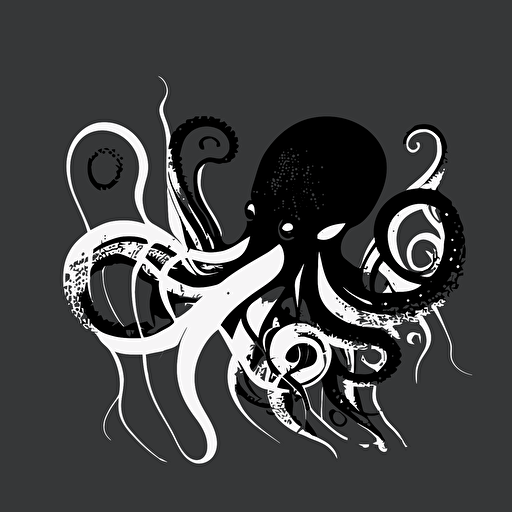 minimalistic black white Vector octopus loco