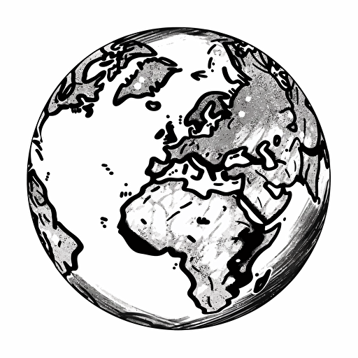 graffiti black and white vector drawing of the earth