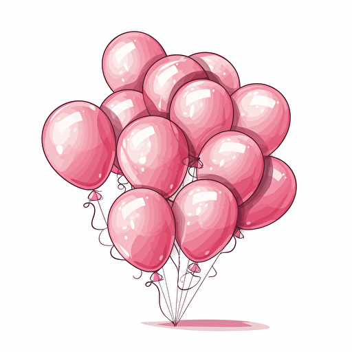 cartoon pink balloons vector art, white background
