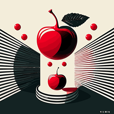 Create a visually stunning vector-based logo for Cherry on Top Creative that employs a high-impact visual illusion utilizing minimalism, abstract shapes, negative space, suggestion, and subtle shading to convey the concept of a cherry on top without showing an actual cherry, inspired by "The Psychology of Visual Illusion."
