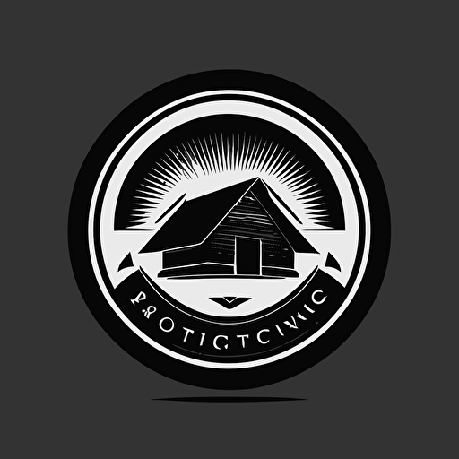 modern, soft, round iconic logo of roofing construction black vector, on white background