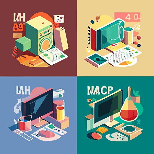 4 color vector illustration flat of a digital product designer