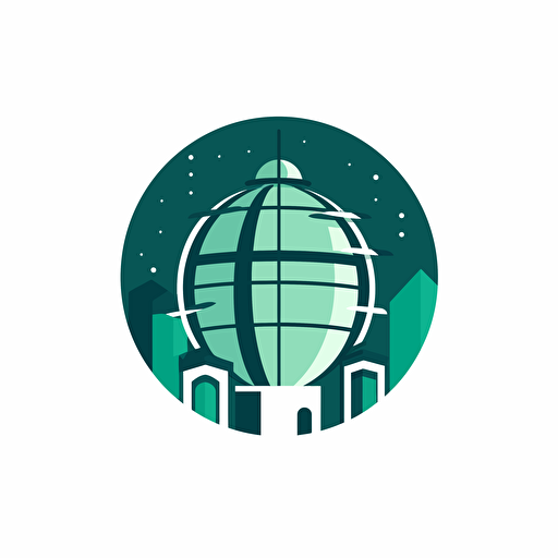 sphere-based tower eco-living community vector flat logo
