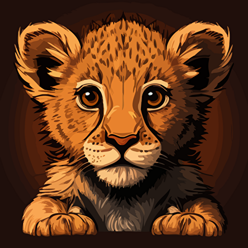 A lion cub looking at you, a vector art, cartoon style