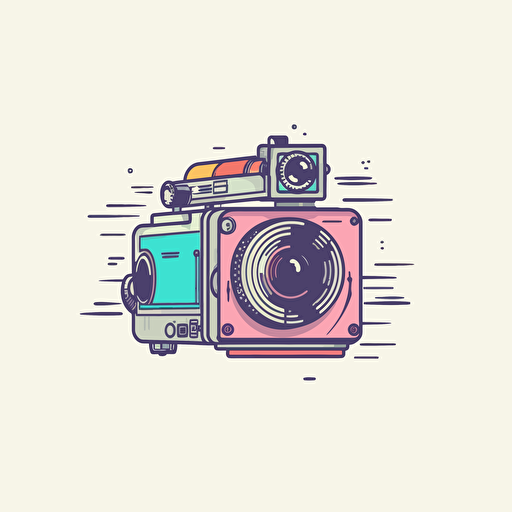 very simple line drawing logo video camera, vector
