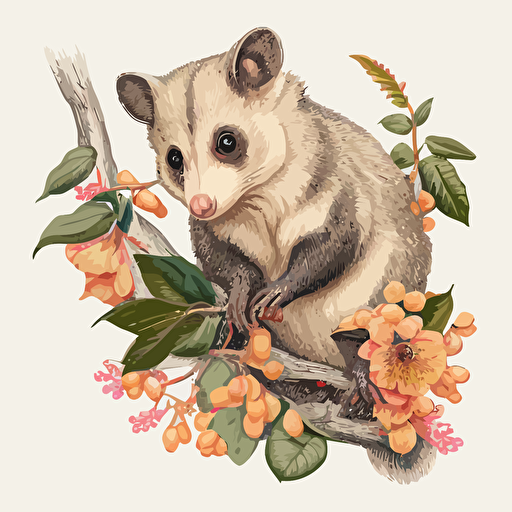 possum pencil drawing full color vector