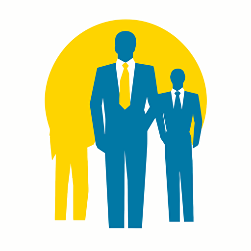 a simple, vector image for an executive coaching business. Yellow, bright blue, white,