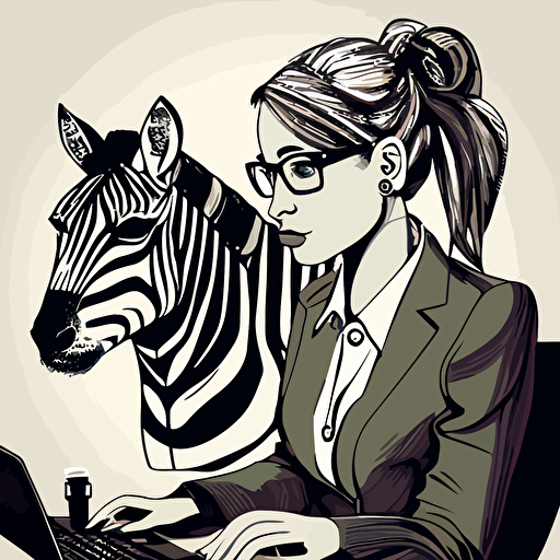 zebra working girl vector