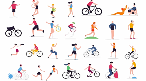 flat illustration, people sport, vector, set