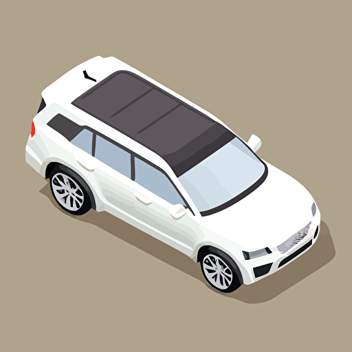a vector illustration of a SUV white car, simple style, isometric top down right view, diffuse lighting, zoomed out very far, no background v5