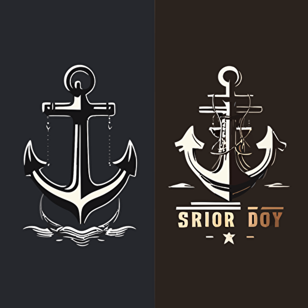 design logo port, anchor and ship, minimalist, vector
