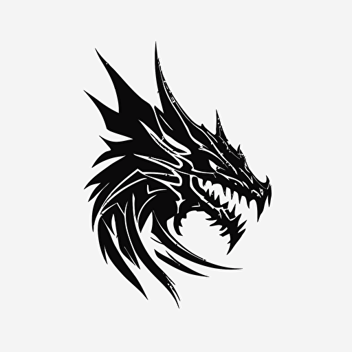 minimalist technology iconic logo of dragon, black vector, on white background