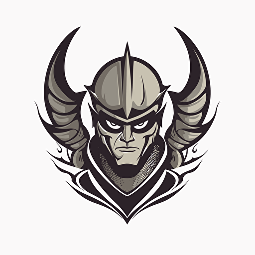 vector fitness logo gladiator viking helmet with horns, no hair, no face, with winged warrior wings in background