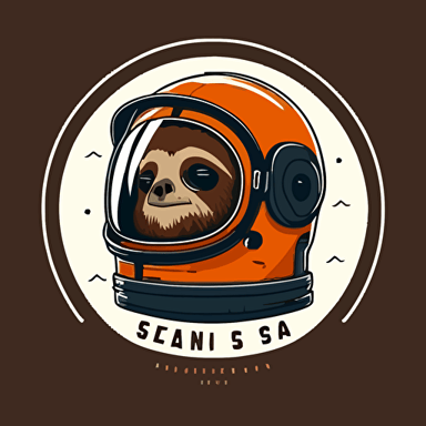 2d logo, flat style, simple, clean, vector illustration, logo, sloth head wearing astronaut helmet. v5