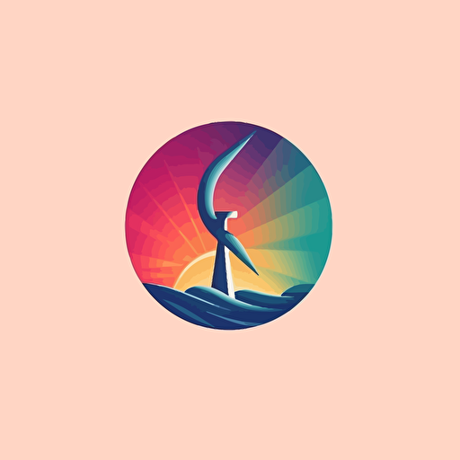 Construct a minimal, yet spirited logo for an energy consultancy business with a focus on sustainability. Use eye-catching colors and elements such as wind turbines, solar panels, and energy-saving bulbs. Logo style: simple and friendly. Media: vector illustration. Reference artist: Jessica Hische.